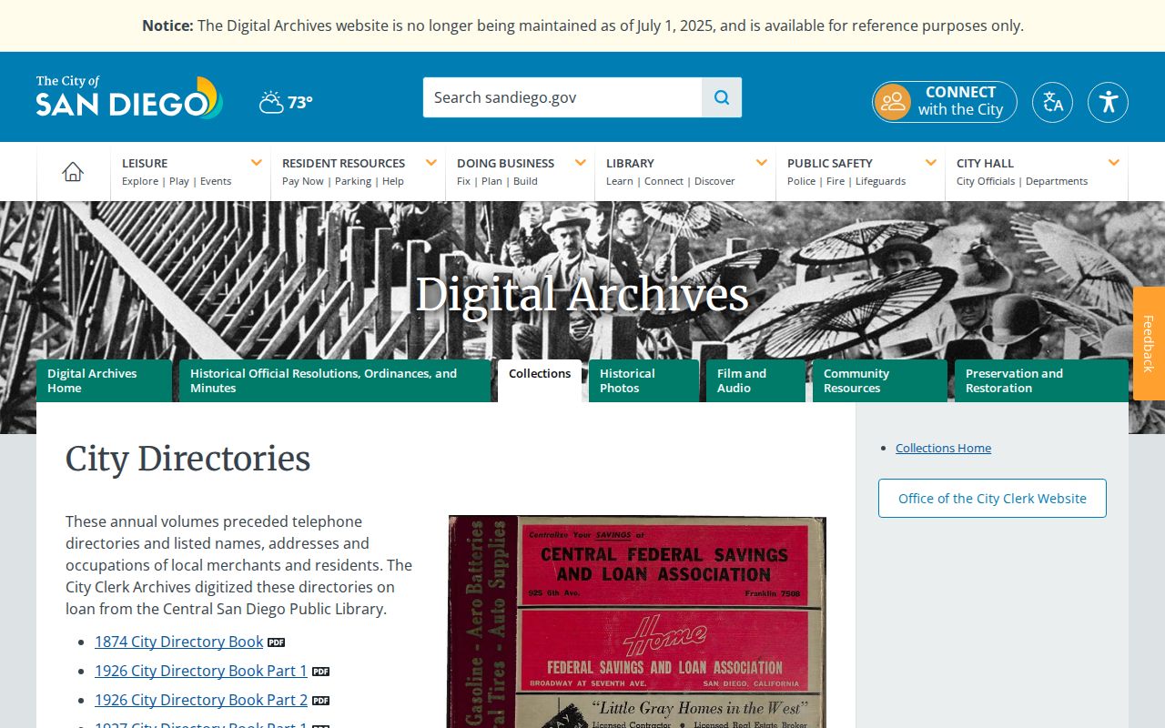 Imperial Beach city directory digital archives collection