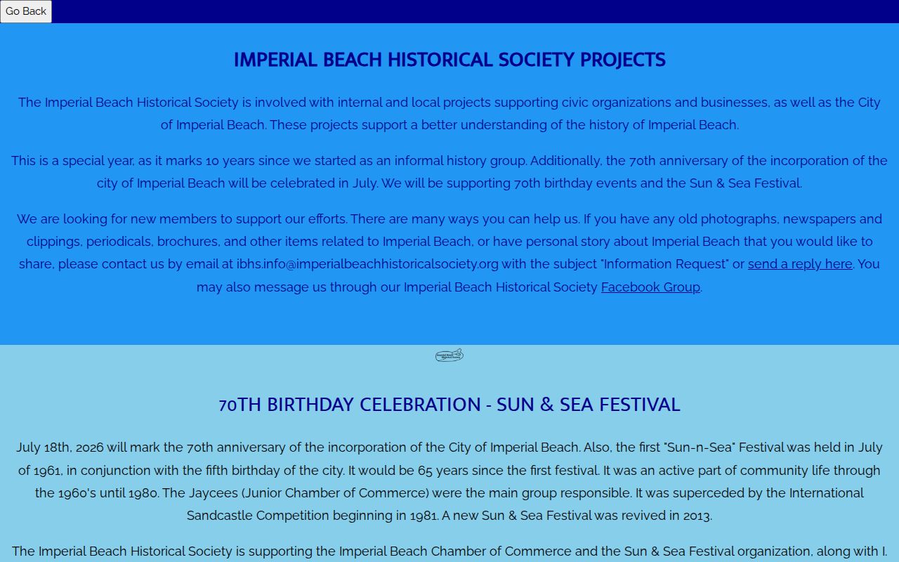 Imperial Beach city directory Historical Society archive projects