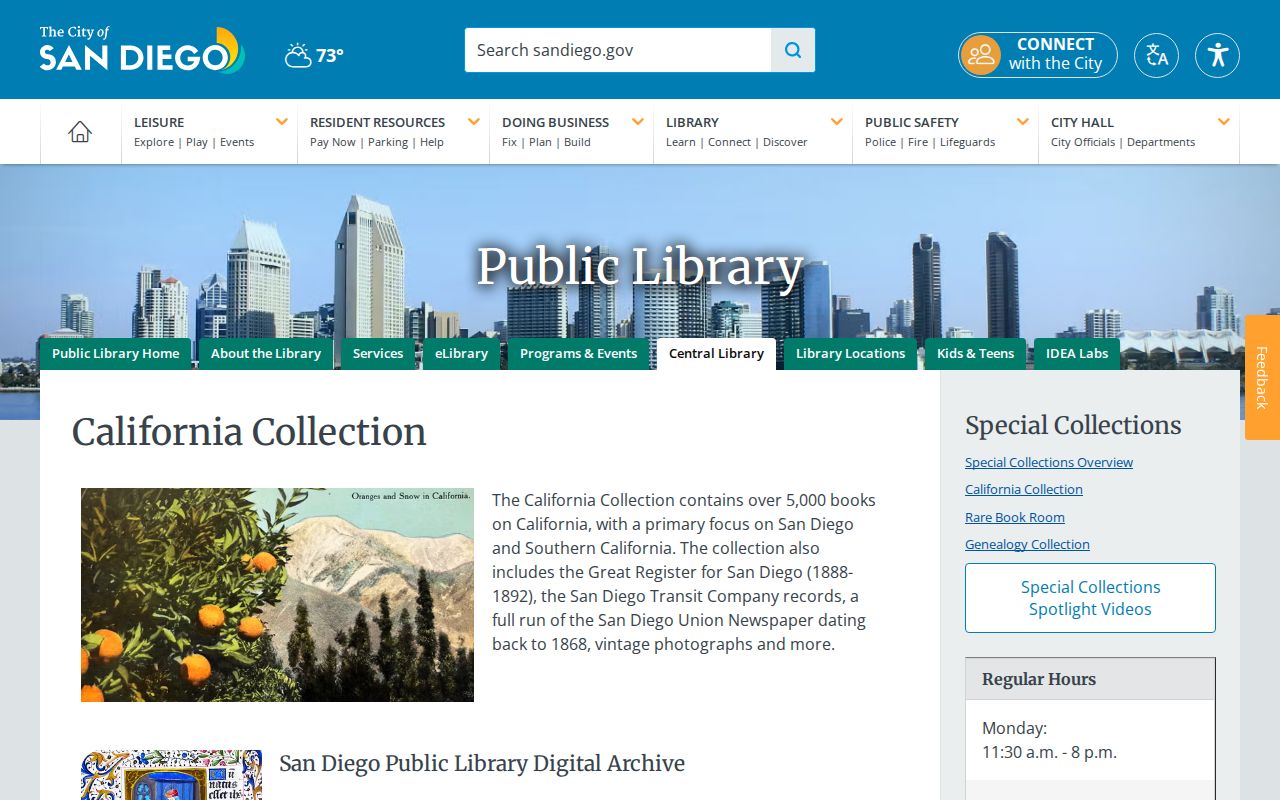 Imperial Beach city directory California Collection shelves and research page