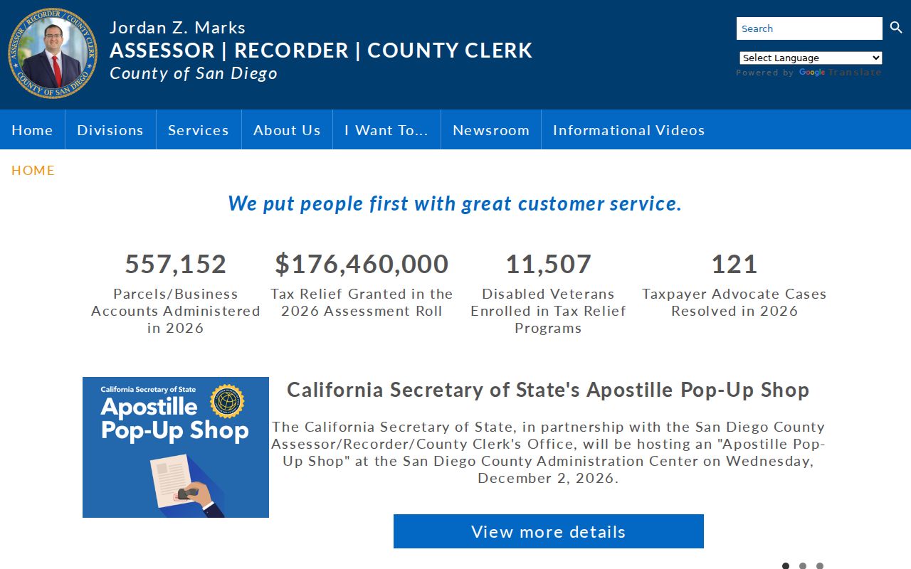 Imperial Beach residents directory view of San Diego County records services