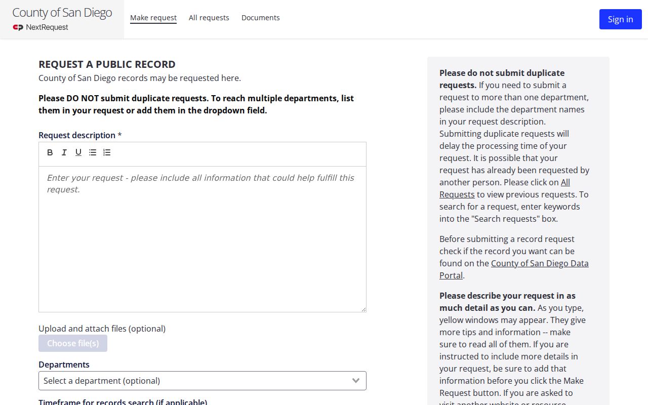 Imperial Beach neighbors county public records request center
