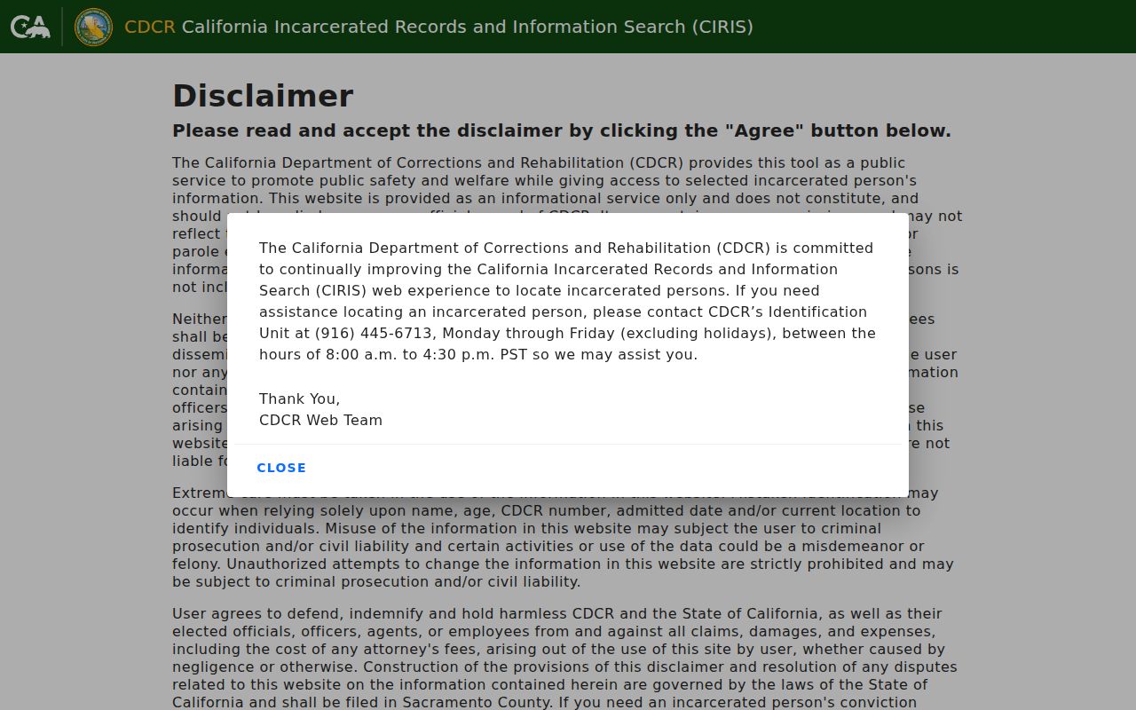 Imperial Beach resident lookup California incarcerated person locator